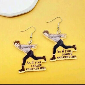 Twilight funny running Edward Cullen women's silver dangle earrings jewelry fash